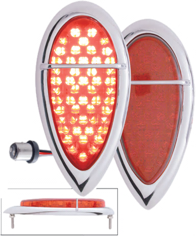 1938-39 Baby Zephyr LED Tail Light w/Chrome Bezel - Flush Mount